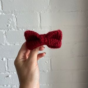 Crochet Clip On Red Bow Tie